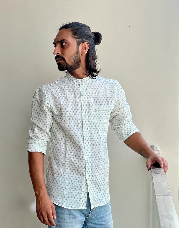 Verve Green Extended Collar Shirt