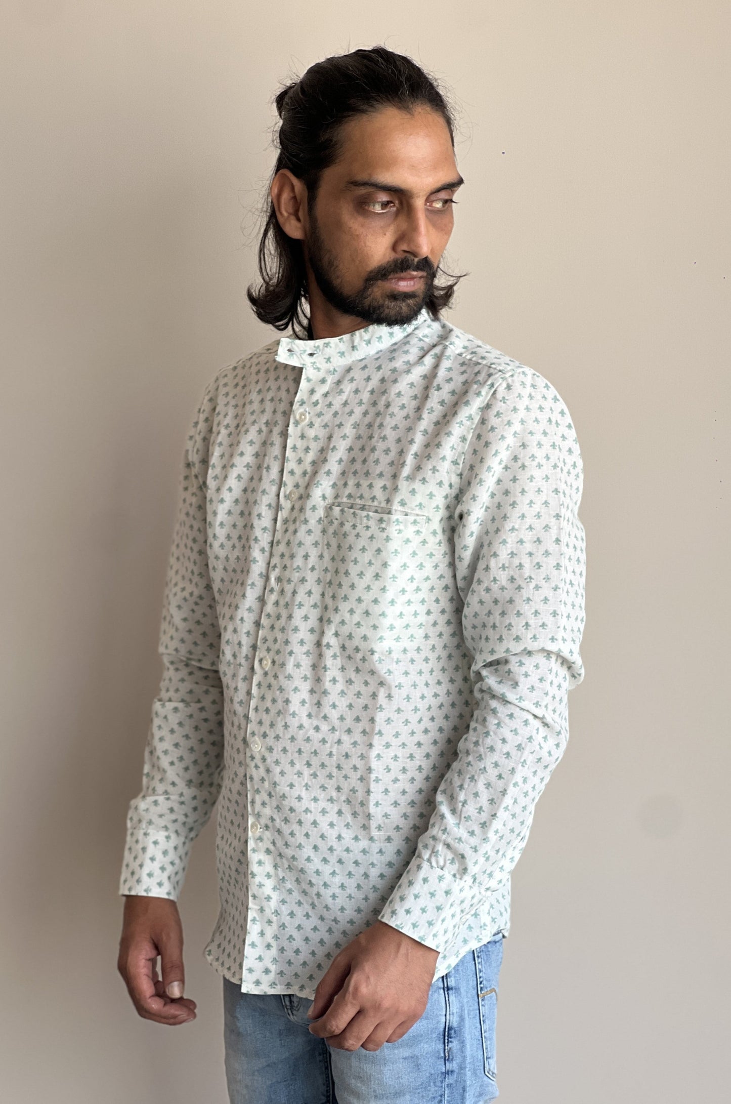 Verve Green Extended Collar Shirt